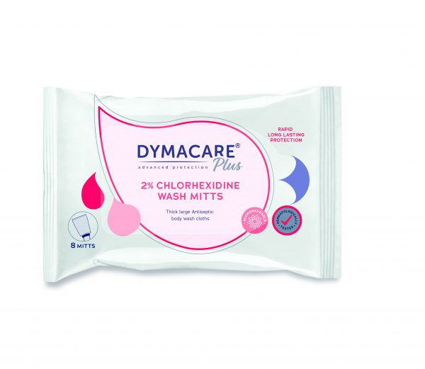 DY-909 WM8 DYMACARE®  antibakt. Waschhandschuhe mit 2% Chlorhexidin